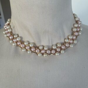 Trifari  Faux Pink and White Pearl Collar Necklace 
Vintage 1990’s  EUC